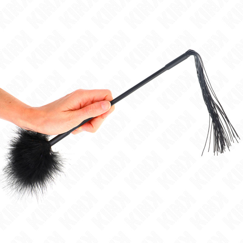 KINK - FOUET EN SILICONE AVEC PLUMES POUR CHATOUILLER 47 CM