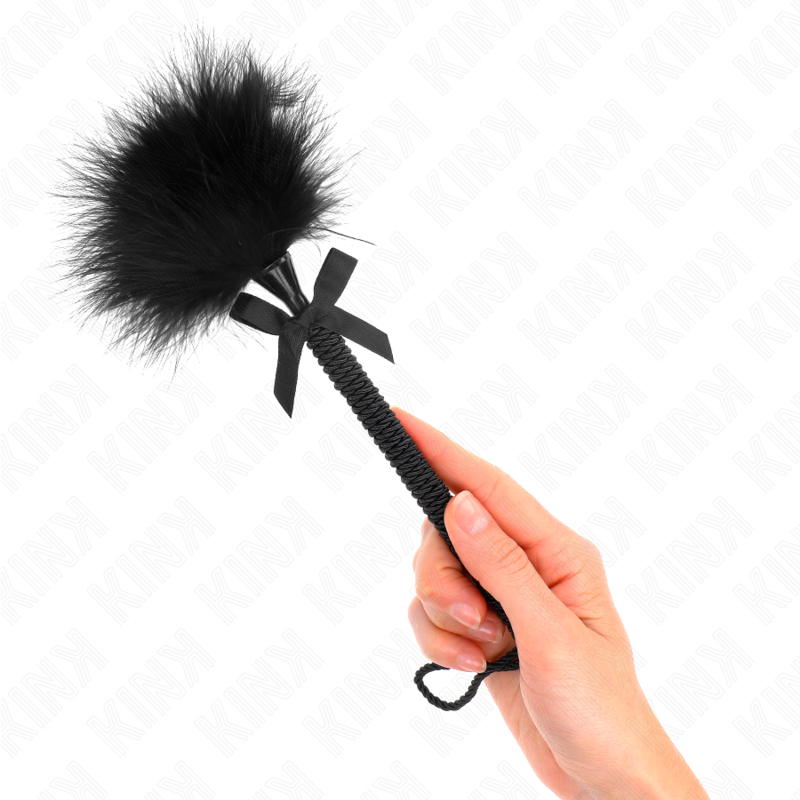 KINK - NYLON ROPE STICK WITH TICKLING FEATHERS AND BLACK BOW 25 CM