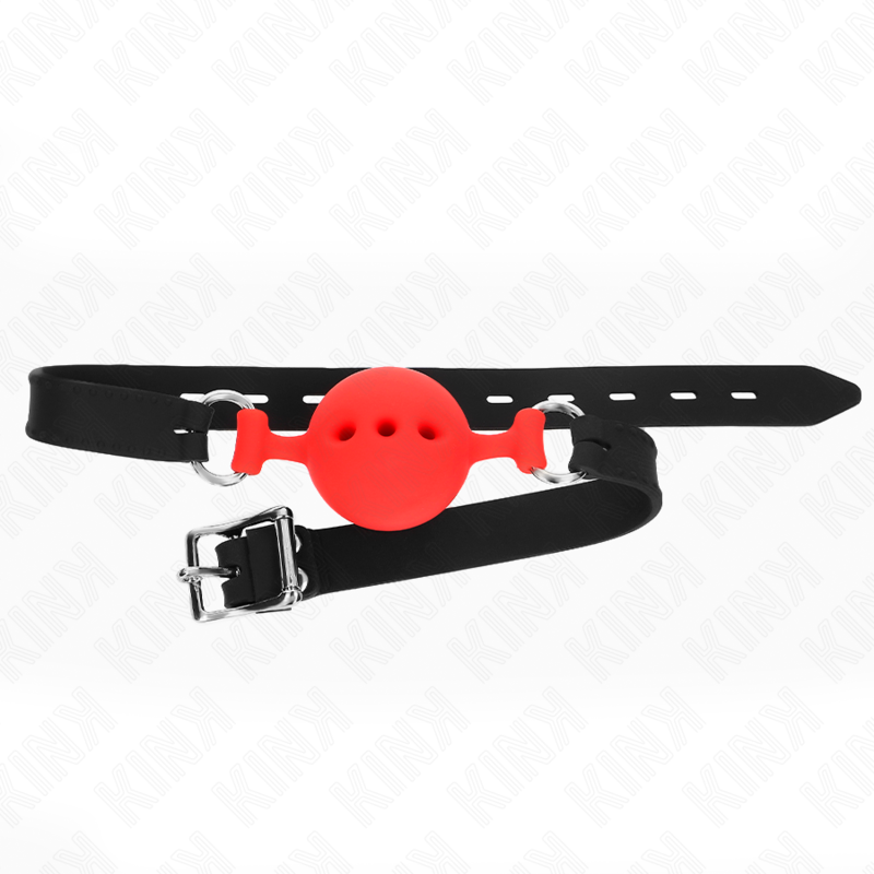 KINK - RABAT ENTIÈREMENT EN SILICONE 55 x 2 CM AVEC BOULE DE 4,5 CM TAILLE M ROUGE RÉGLABLE 35-51 CM