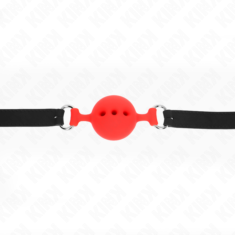 KINK - VOLLEDIGE SILICONEN KLEP 55 x 2 CM MET 4,5 CM BOL MAAT M ROOD VERSTELBAAR 35-51 CM