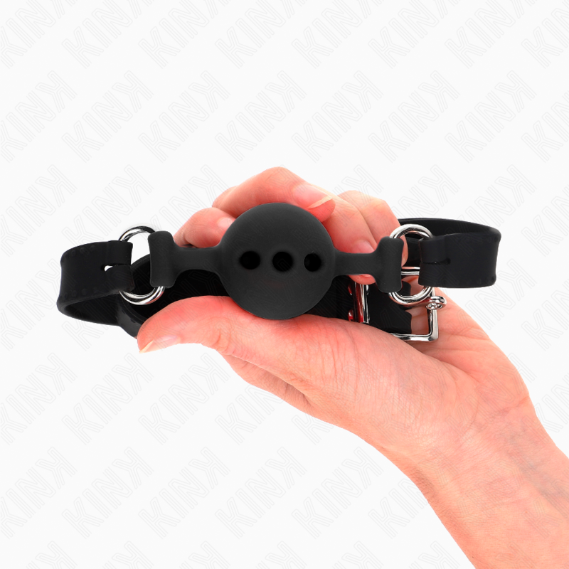KINK - VOLLEDIGE SILICONEN KLEP 55 x 2 CM MET 4 CM BAL MAAT S ZWART VERSTELBAAR 35-51 CM