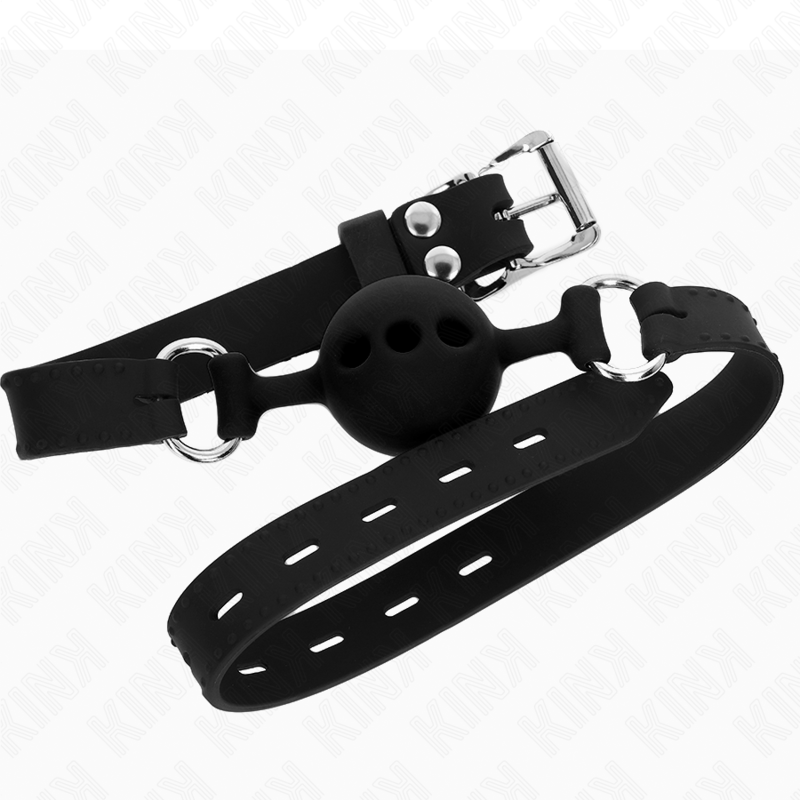 KINK - RABAT ENTIÈREMENT EN SILICONE 55 x 2 CM AVEC BOULE DE 4 CM TAILLE S NOIR RÉGLABLE 35-51 CM