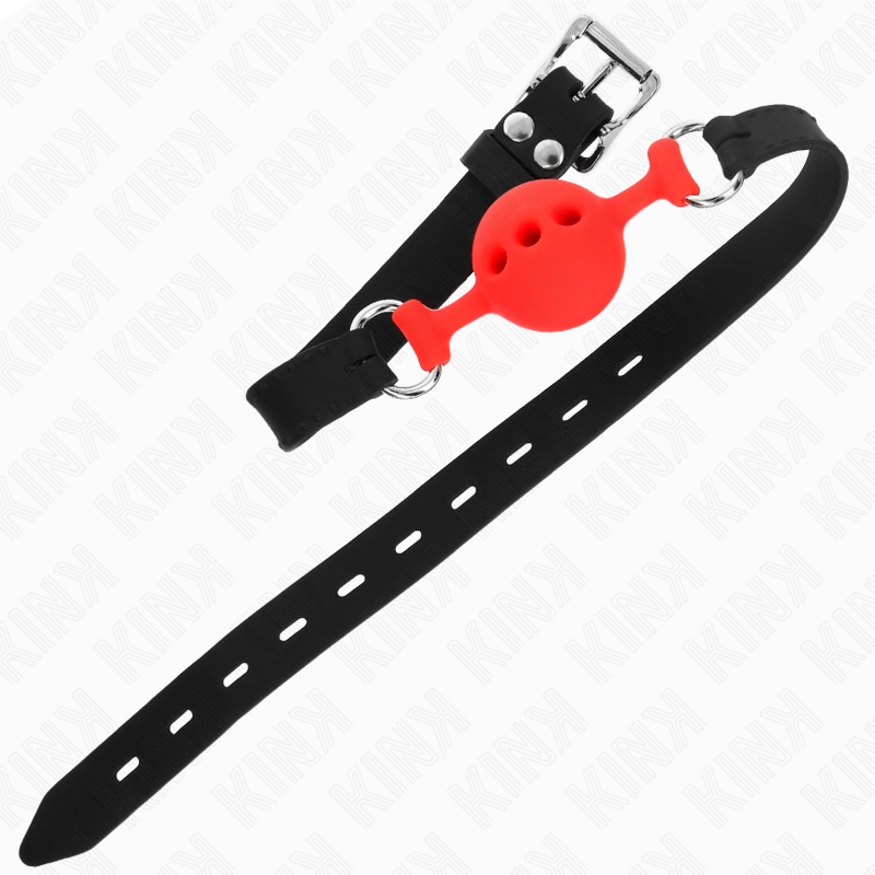 KINK - RABAT ENTIÈREMENT EN SILICONE 55 x 2 CM AVEC BOULE DE 4 CM TAILLE S ROUGE RÉGLABLE 35-51 CM