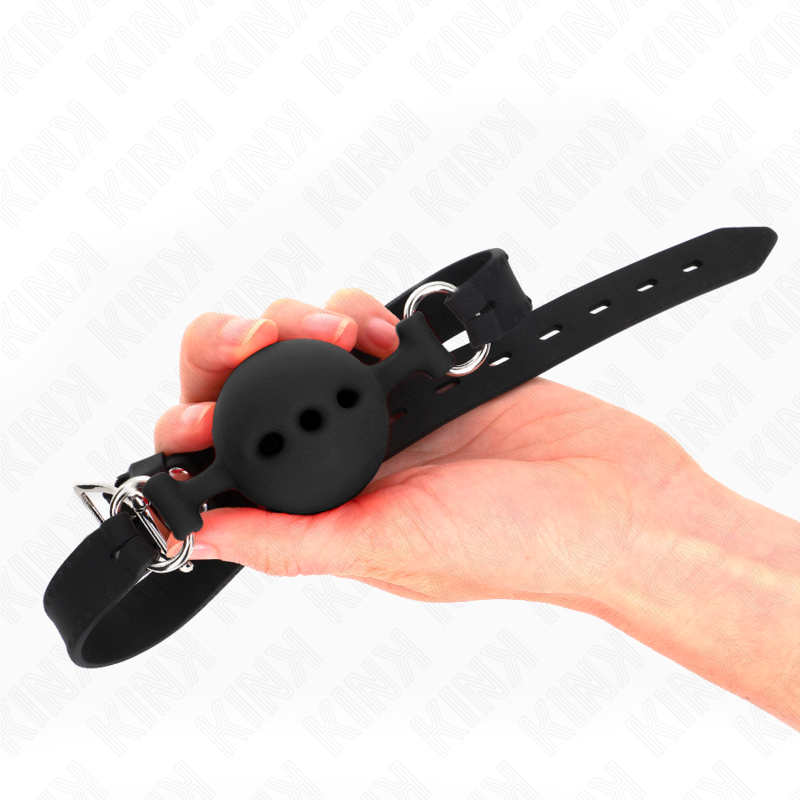 KINK - VOLLEDIGE SILICONEN KLEP 55 x 2 CM MET 5 CM BAL MAAT L ZWART VERSTELBAAR 35-51 CM