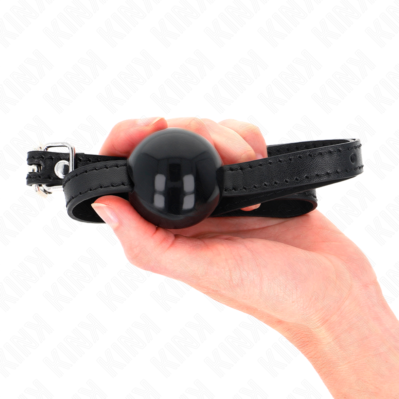 KINK - BÂILLON À BOULE DURE SIMPLE NOIR 4 CM 65 x 1,5 CM