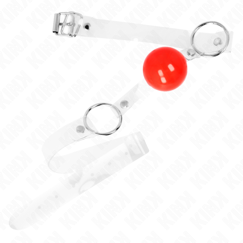 KINK - BÂILLON RÉGLABLE À BOULE EN PVC TRANSPARENT ROUGE 4 CM