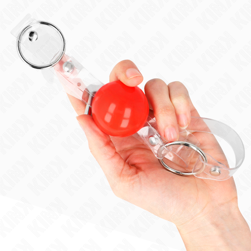 KINK - RODE TRANSPARANTE PVC BAL 4 CM VERSTELBARE KNEVEL