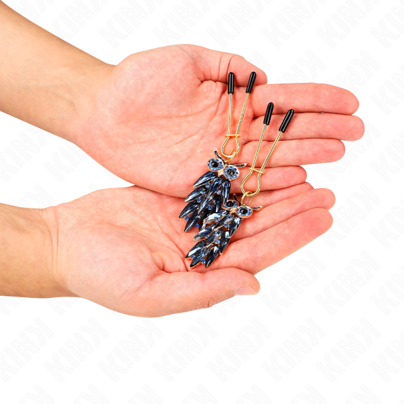 KINK - PINCES À TÉTONS AVEC PENDENTIF HIBOU 6 CM