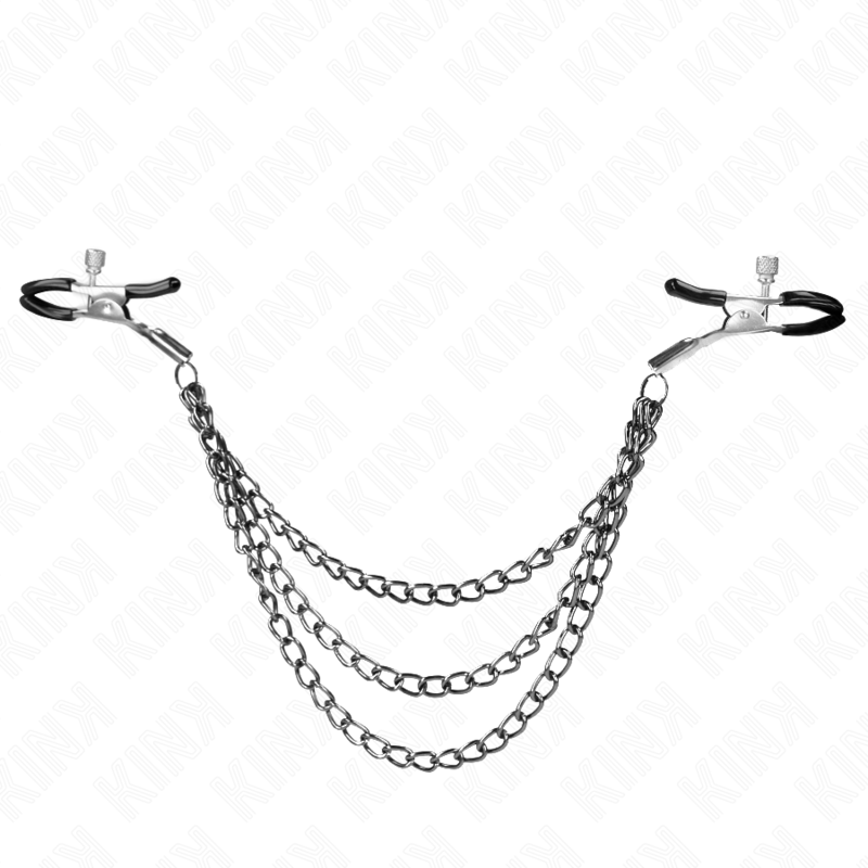 KINK - TEPELKLEMMEN MET 3 KETTINGEN ZWART 20/23/28 CM