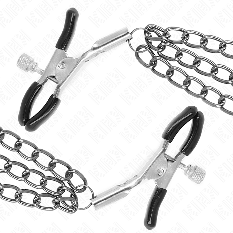 KINK - TEPELKLEMMEN MET 3 KETTINGEN ZWART 20/23/28 CM
