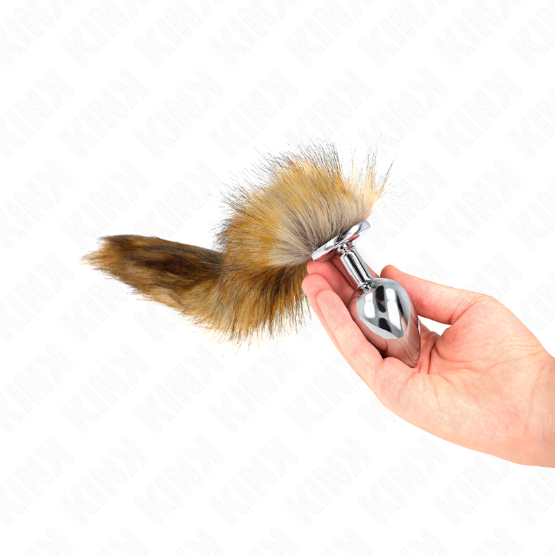 KINK - PLUG ANAL TAILLE L 10 X 4 CM AVEC QUEUE PLASTIQUE 40 CM MARRON