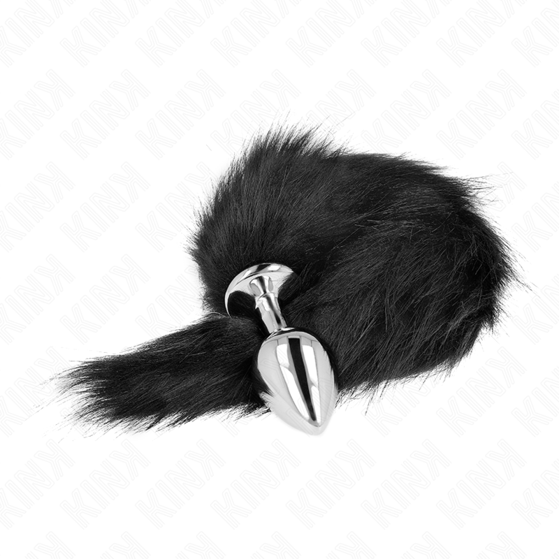 KINK - PLUG ANAL TAILLE M 8 X 3,5 CM AVEC QUEUE PLASTIQUE 40 CM NOIR