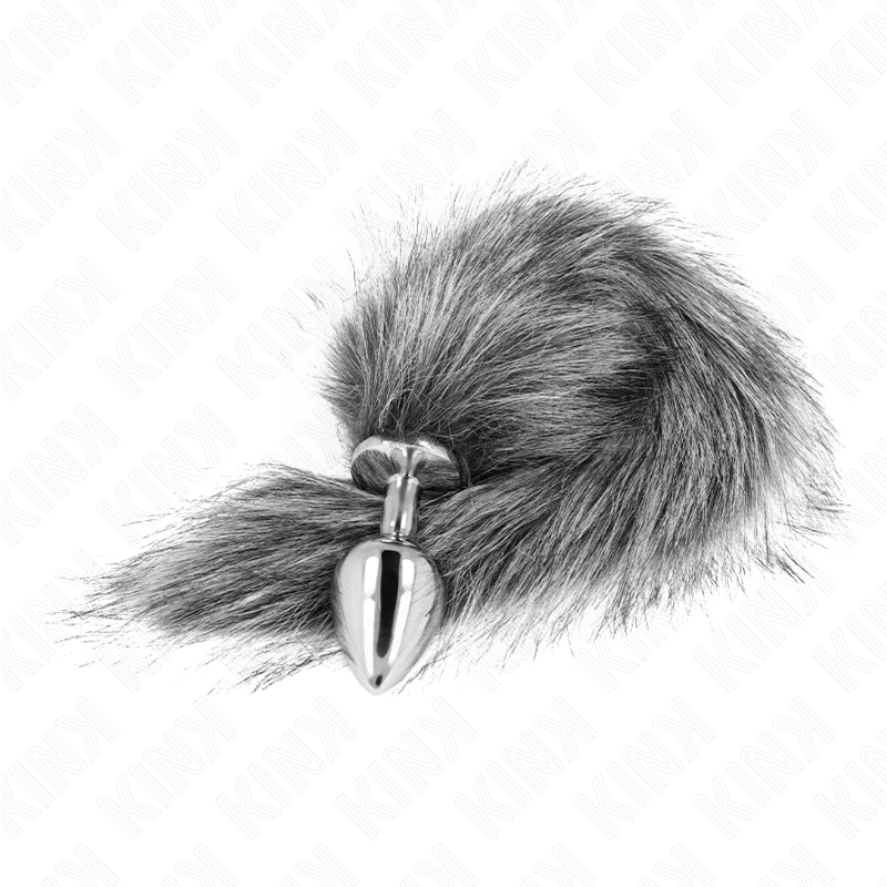 KINK - PLUG ANAL TAILLE M 8 X 3,5 CM AVEC QUEUE PLASTIQUE 40 CM GRIS