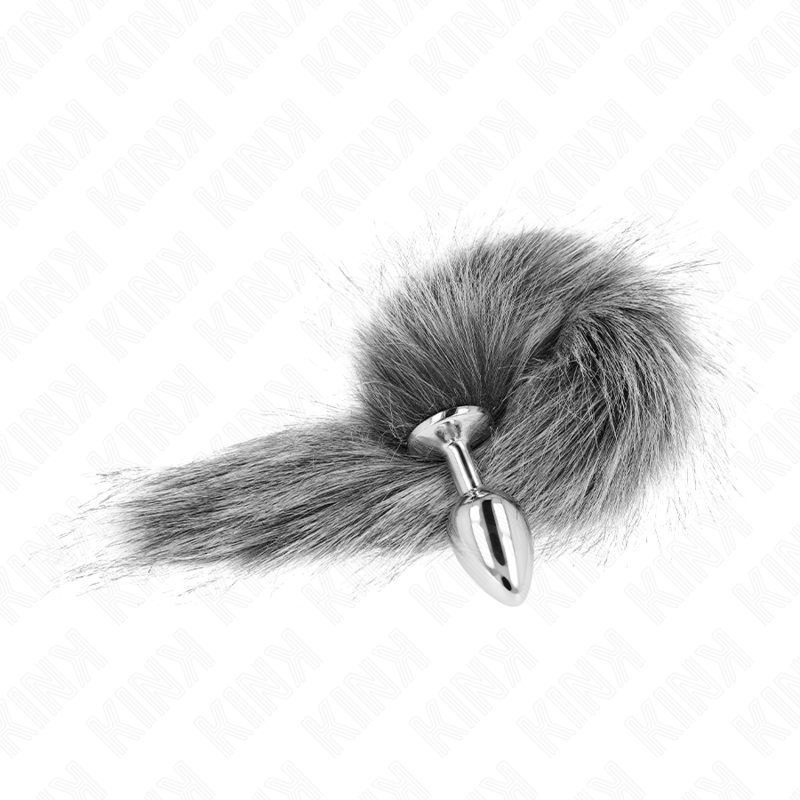 KINK - ANAAL PLUG MAAT S 7 X 3 CM MET PLASTIC STAART 40 CM GRIJS