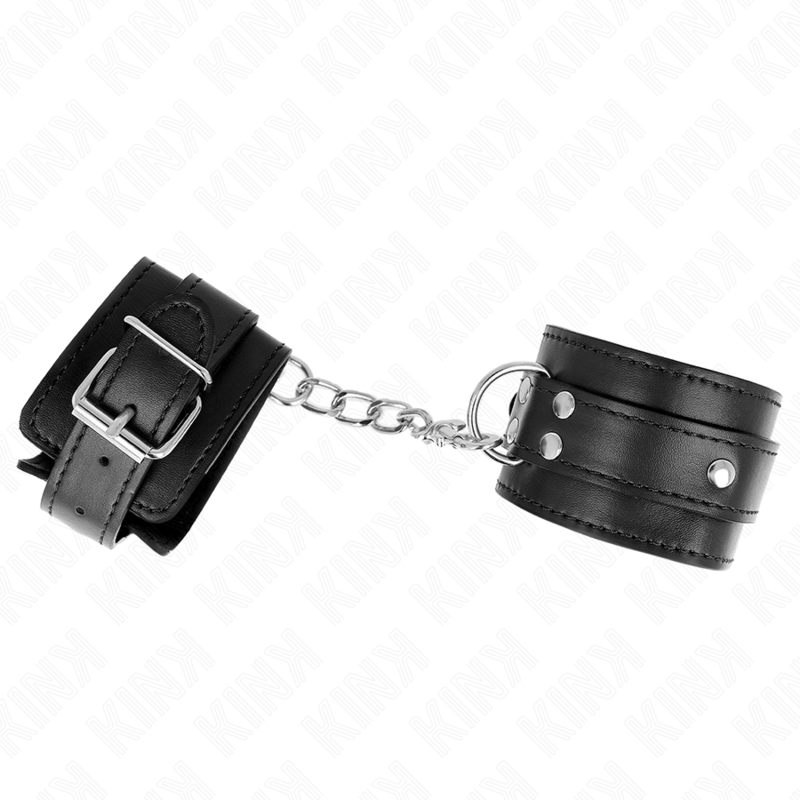 KINK - 3 D-RING POLSMANCHETTEN VERSTELBAAR ZWART 17,5-25 CM X 6 CM