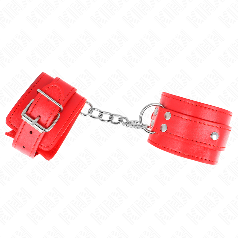 KINK - 3 D-RING POLSMANCHETTEN VERSTELBAAR ROOD 17,5-25 CM X 6 CM