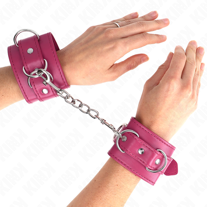 KINK - 3 D-RING POLSMANCHETTEN VERSTELBAAR ROZE 17,5-25 CM X 6 CM
