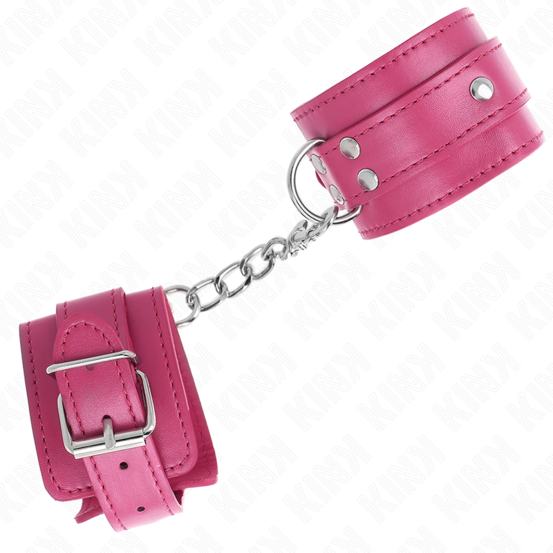 KINK - 3 D-RING POLSMANCHETTEN VERSTELBAAR ROZE 17,5-25 CM X 6 CM