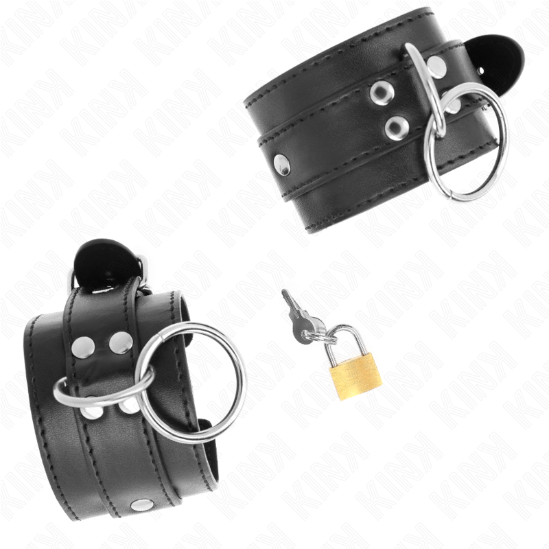 KINK - O-RING VERGRENDELDE POLSMANCHETTEN ZWART VERSTELBAAR 20-28 CM X 5,5 CM