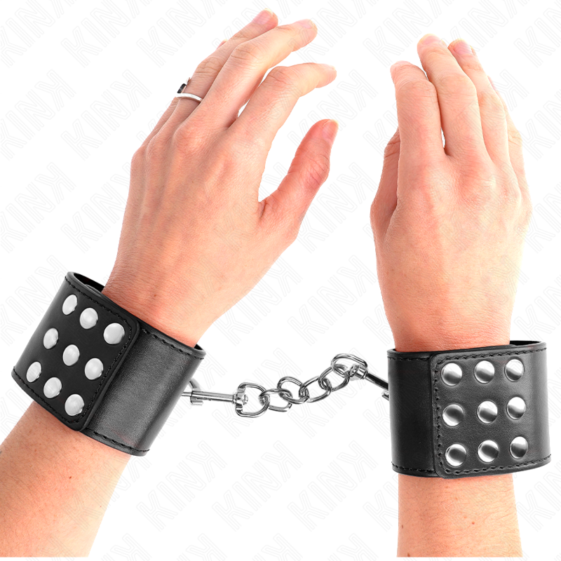 KINK - POLSMANCHETTEN MET DRUKSLUITING ZWART VERSTELBAAR 19-24 CM X 5,5 CM