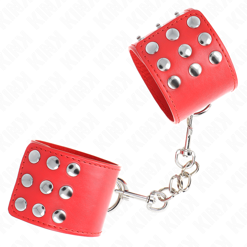 KINK - POLSMANCHETTEN MET DRUKSLUITING ROOD VERSTELBAAR 19-24 CM X 5,5 CM