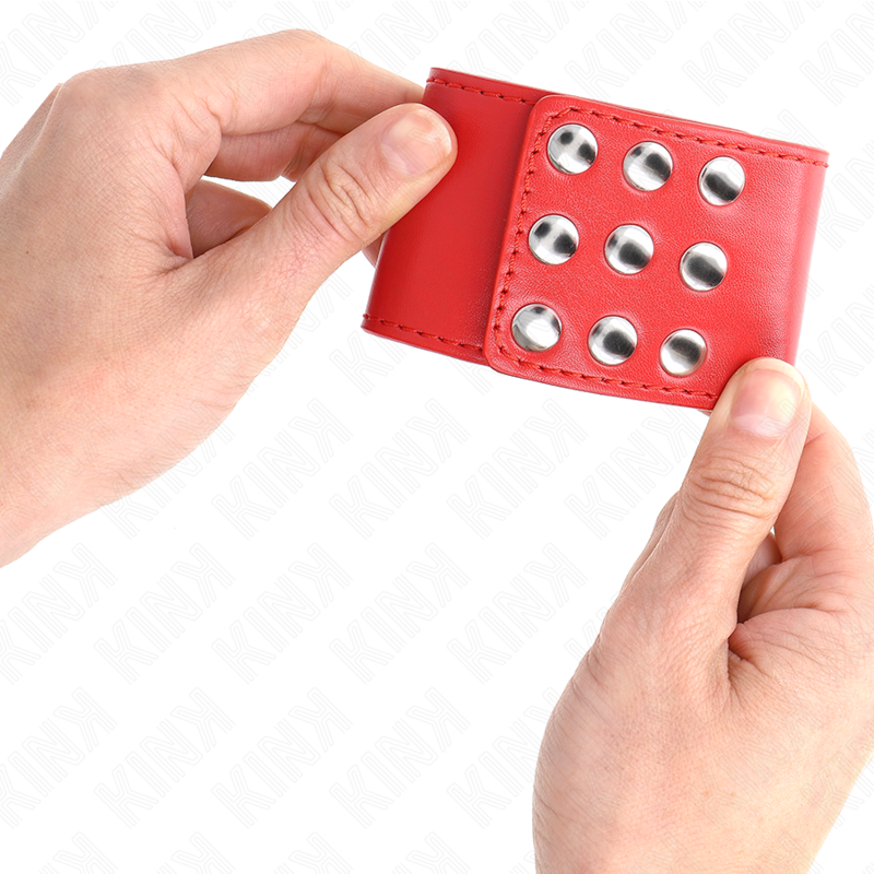 KINK - POLSMANCHETTEN MET DRUKSLUITING ROOD VERSTELBAAR 19-24 CM X 5,5 CM