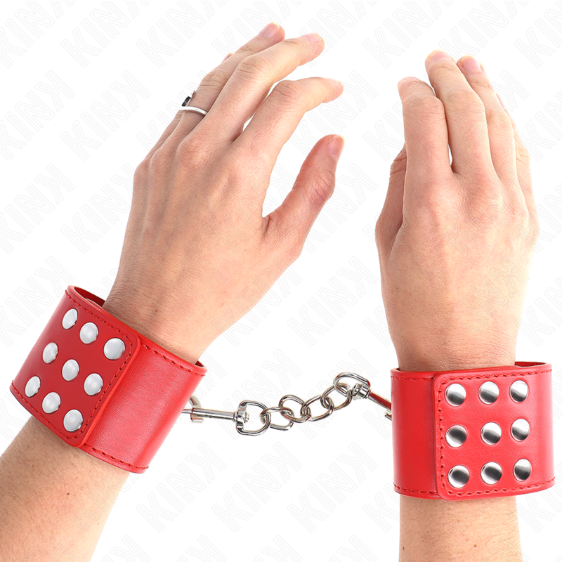 KINK - POLSMANCHETTEN MET DRUKSLUITING ROOD VERSTELBAAR 19-24 CM X 5,5 CM