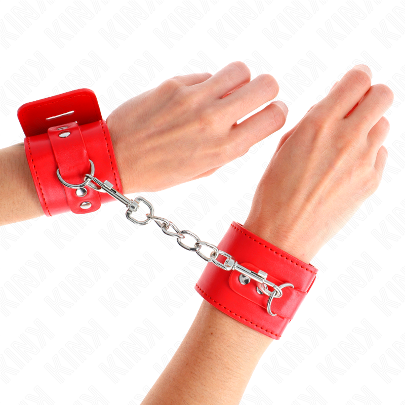 KINK - POLSMANCHETTEN MET HANGSLOTSLUITING ROOD VERSTELBAAR 16-23 CM X 5,5 CM