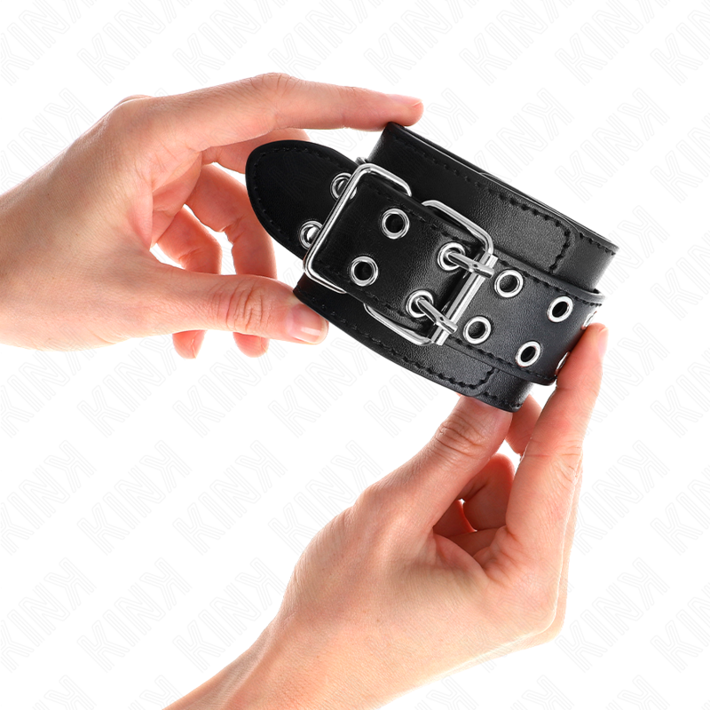 KINK - Attaches-poignets à double boucle, noires, réglables de 19 à 26 cm