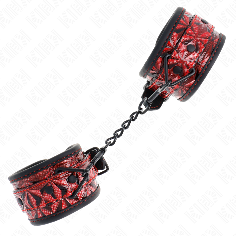 KINK - POIGNETS À MOTIF LOSANGE, ROUGE FONCÉ, RÉGLABLES 17-26 CM X 5,5 CM
