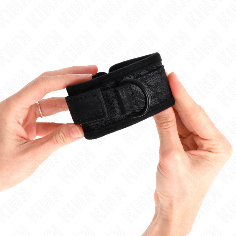 KINK - DONKERE KANTEN MANCHETTEN NEOPREEN POLS MANCHETTEN VERSTELBAAR ZWART 20-29 CM X 5 CM