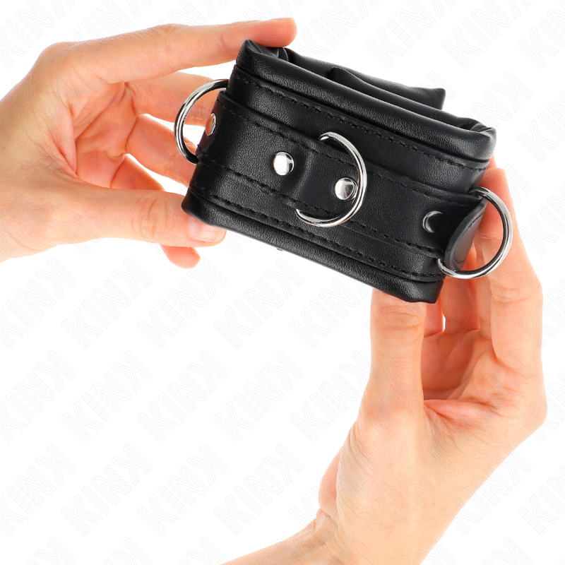 KINK - POIGNETS LOURDS AVEC DOUBLURE EN FOURRURE NOIRE, RÉGLABLES 20-30 CM X 6 CM