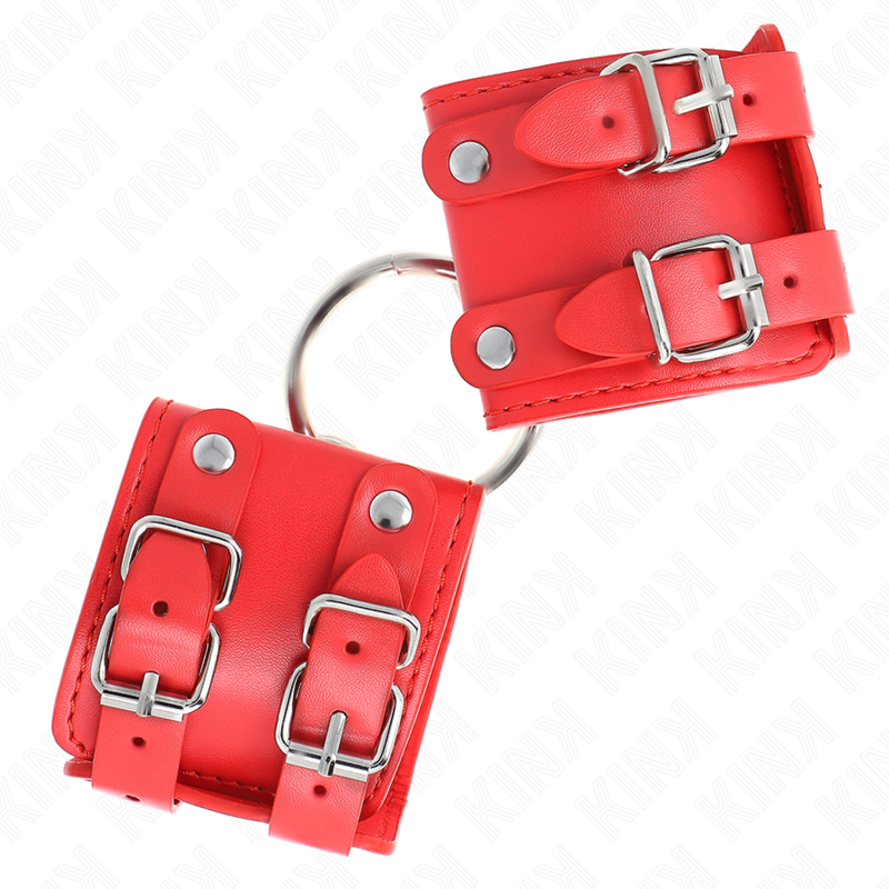 KINK - VASTE POLSMANCHET MET RING EN KLINKNAGELS VERSTELBAAR ROOD 17-22 CM X 6,5 CM
