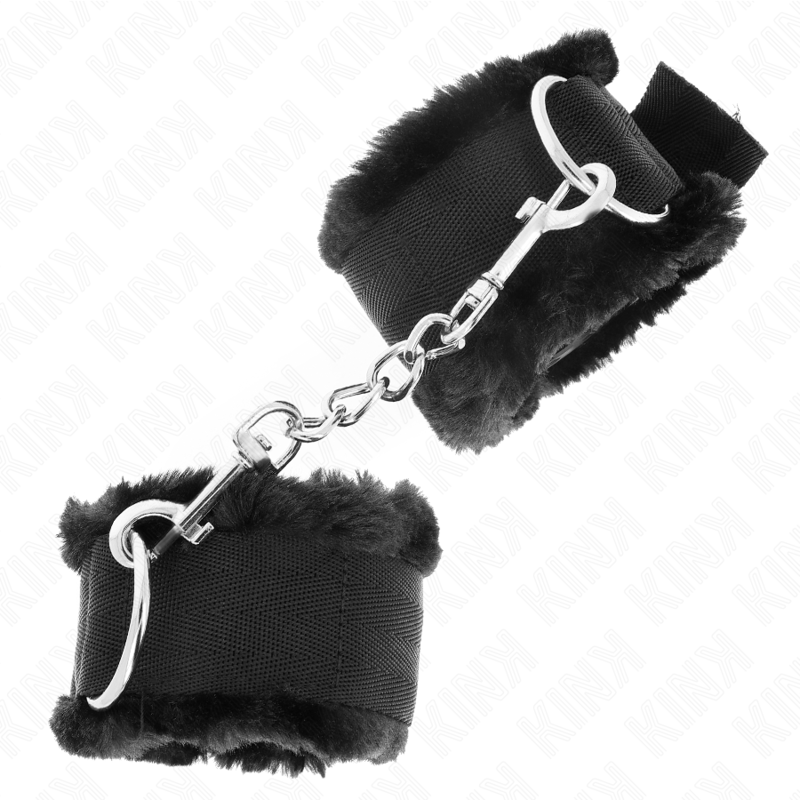 KINK - BRACELET DOUBLÉ DE FOURRURE NOIR RÉGLABLE 17-31 CM X 7 CM
