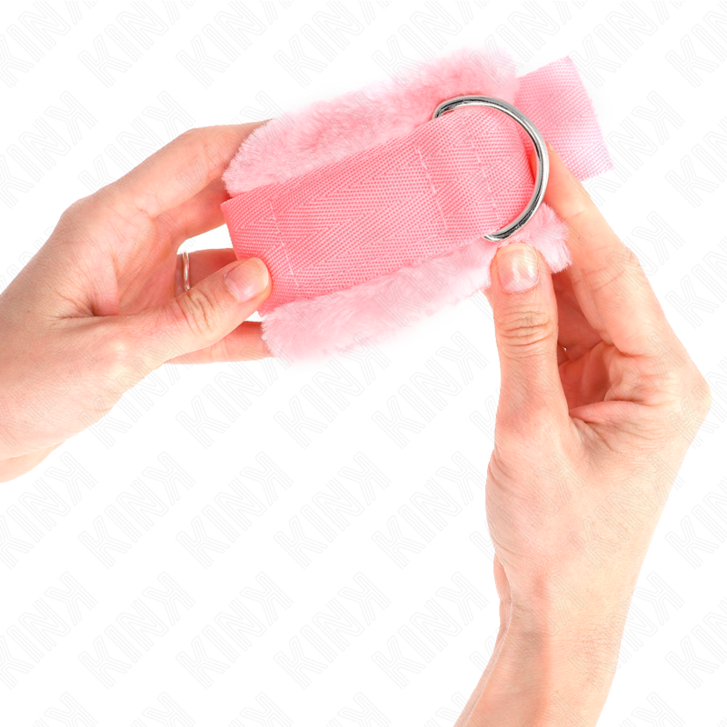 KINK - BRACELET DOUBLÉ DE FOURRURE ROSE RÉGLABLE 17-31 CM X 7 CM