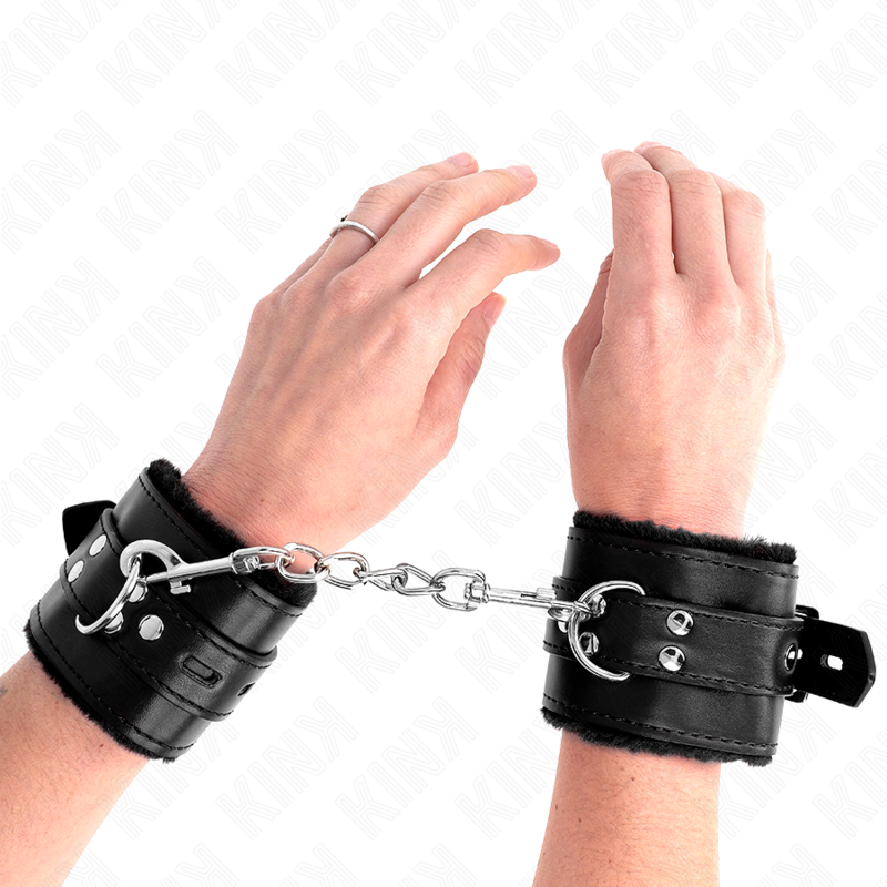 KINK - GEVOERDE POLSMANCHET MET VIERKANTE GATEN, ZWART EN ZWART, VERSTELBARE RIEM 17-29 CM X 6 CM