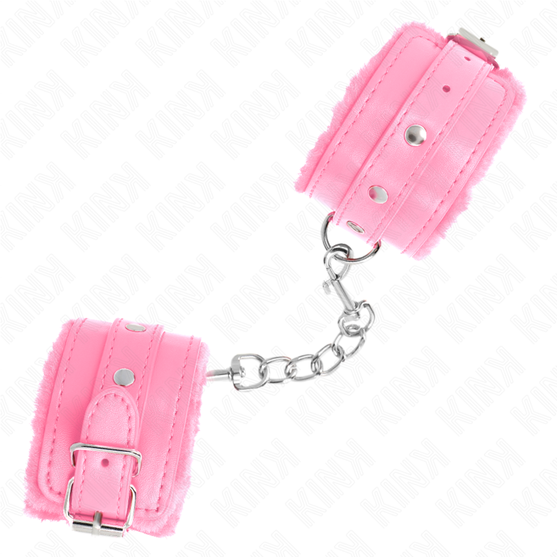 KINK - BRACELET PREMIUM DOUBLÉ DE FOURRURE ROSE AVEC CEINTURE ROSE RÉGLABLE 17-29 CM X 6 CM