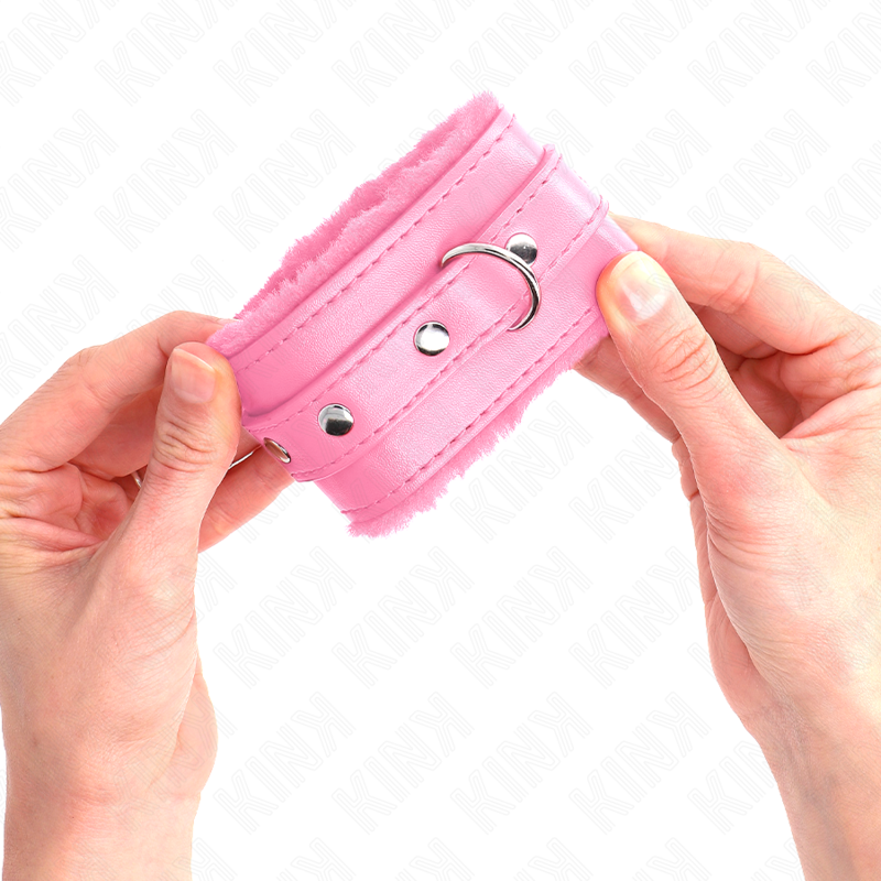 KINK - PREMIUM GEVOERDE POLSMANCHET ROZE MET ROZE RIEM VERSTELBAAR 17-29 CM X 6 CM