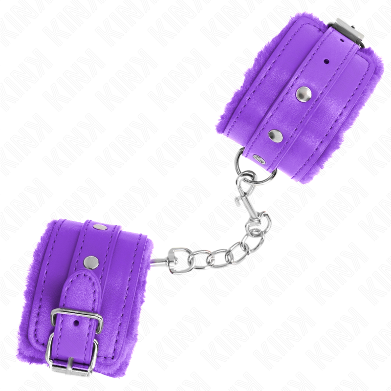 KINK - BRACELET PREMIUM DOUBLÉ DE FOURRURE VIOLET AVEC CEINTURE VIOLET RÉGLABLE 17-29 CM X 6 CM