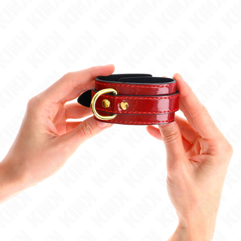 KINK - JOANNA ANGEL POIGNETS ROUGES RÉGLABLES AVEC CHAÎNE EN OR 16,5-26 CM X 4 CM