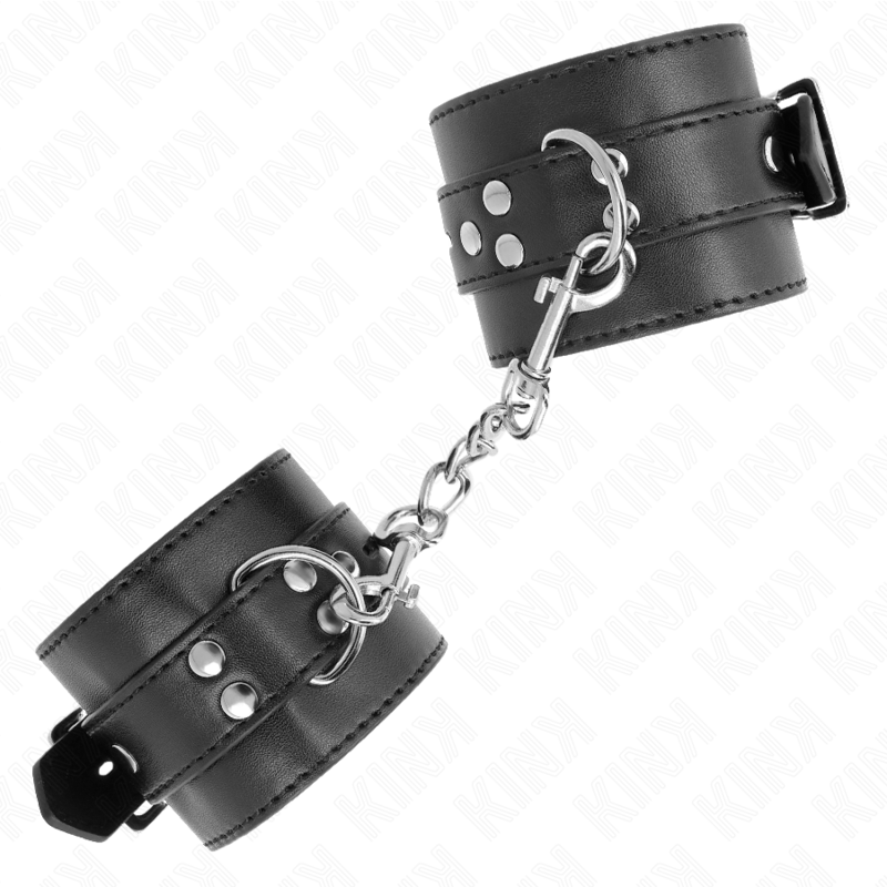KINK - ZWARTE POLSMANCHETTEN MET ZWARTE RIEM VERSTELBAAR 17-28 CM X 6 CM