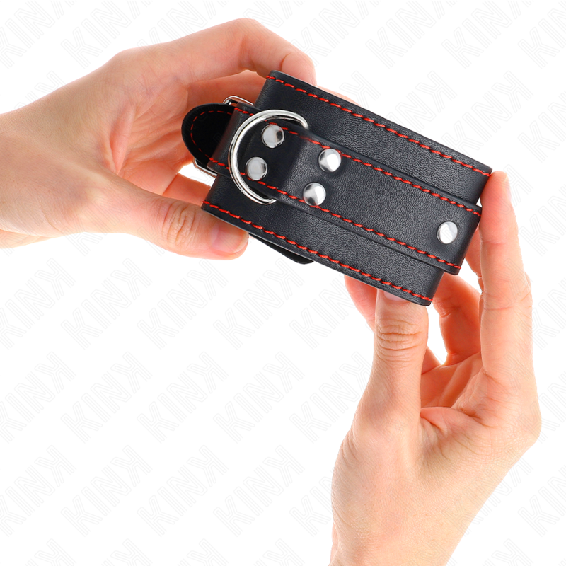 KINK - POIGNETS NOIRS AVEC DOUBLURE ROUGE RÉGLABLES 20-28 CM X 5,5 CM