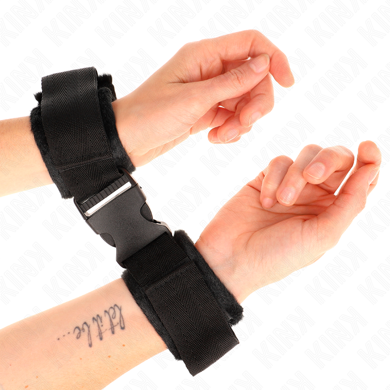 KINK - NYLON BIND HANDBOEIEN MET VELCRO SLUITING ROOD-ZWART MODEL 1 VERSTELBAAR 25-35 CM X 6 CM