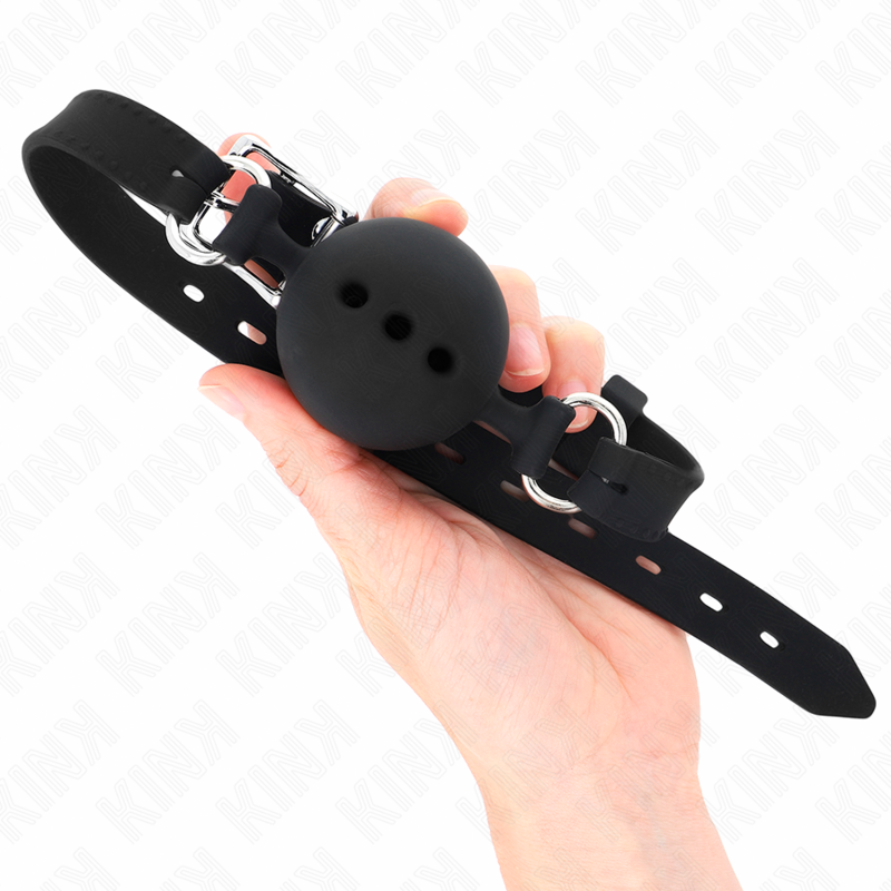 KINK - RABAT ENTIÈREMENT EN SILICONE 55 x 2 CM AVEC BOULE DE 4,5 CM TAILLE M NOIR RÉGLABLE 35-51 CM