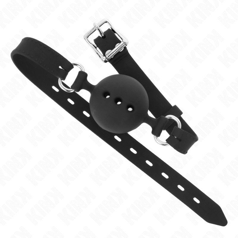 KINK - RABAT ENTIÈREMENT EN SILICONE 55 x 2 CM AVEC BOULE DE 4,5 CM TAILLE M NOIR RÉGLABLE 35-51 CM