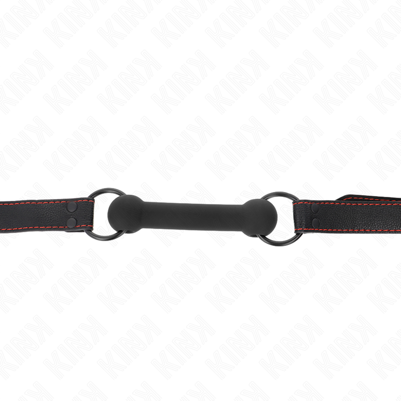 KINK - BÂILLON OS AVEC SANGLE EN SIMILI CUIR NOIR RÉGLABLE 41-57 CM