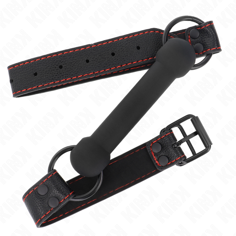 KINK - BONE GAG MET KUNSTLEDEREN BAND ZWART VERSTELBAAR 41-57 CM