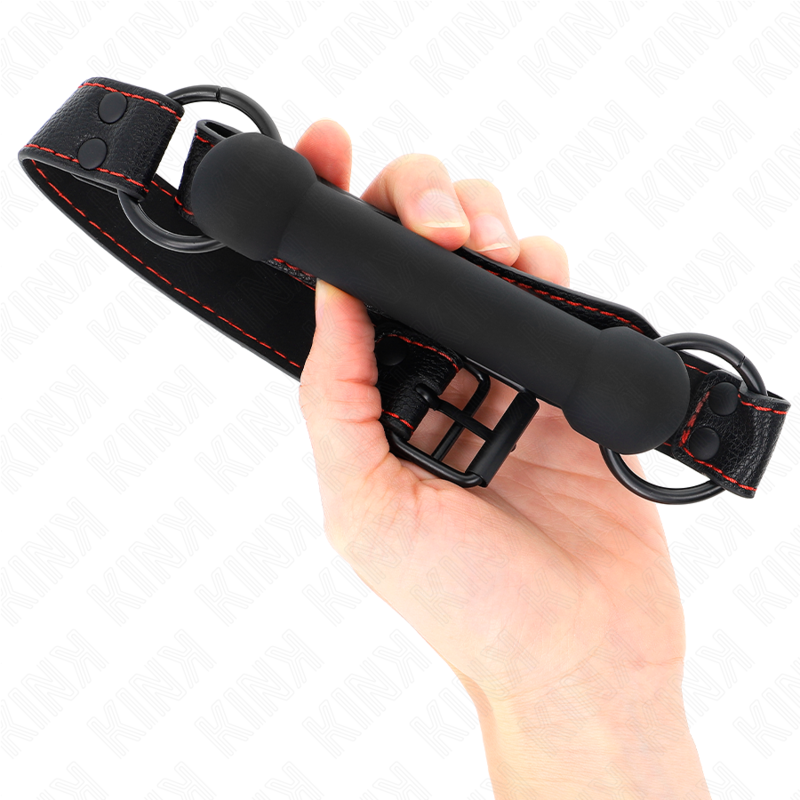 KINK - BÂILLON OS AVEC SANGLE EN SIMILI CUIR NOIR RÉGLABLE 41-57 CM