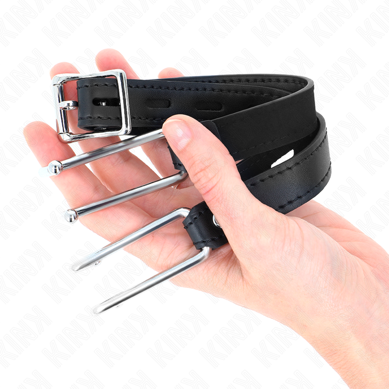 KINK - METALEN HAAK GAG 11,5 CM MET KUNSTLEDEREN BAND VERSTELBAAR 39-58 CM X 2 CM