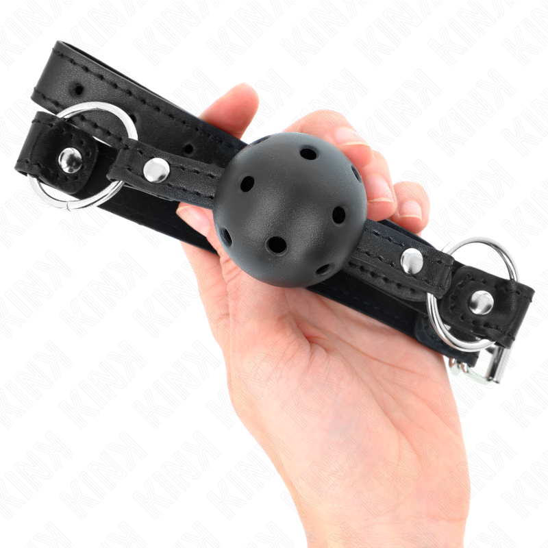 KINK - HOLLE HARDE ZWARTE BAL 4,5 CM GAG MODEL 1 63,5 X 2 CM